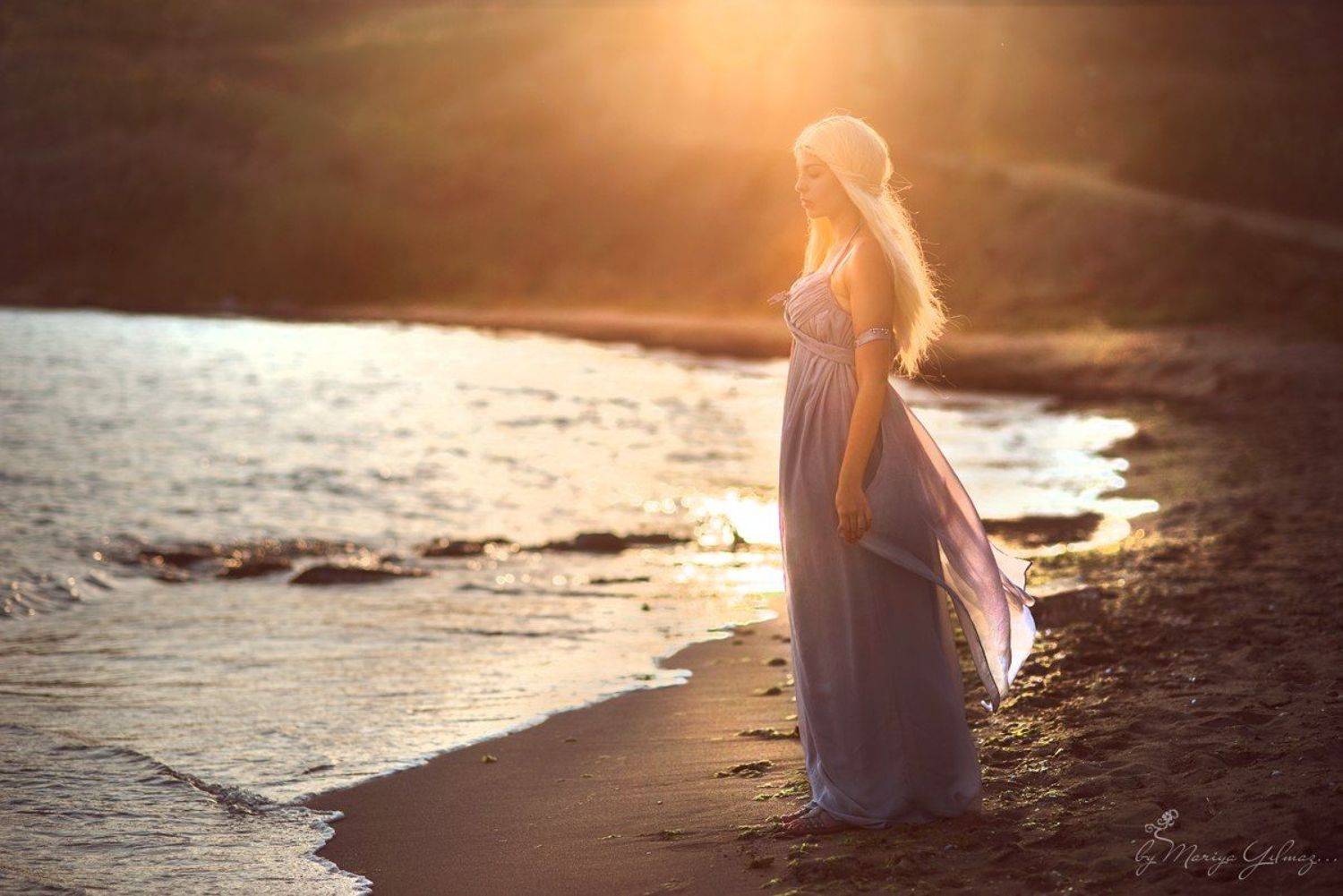 85mm, Daenerys, Film, Game of thrones, Nikon d610, Блондинка, Девушка, Дейунерис, Закат, Море, Никон, Романтика, Мария Йылмаз