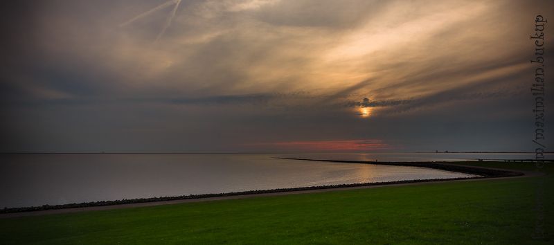 закат, бухта, море, Sonnenuntergang in Meldorfer Bucht фото превью