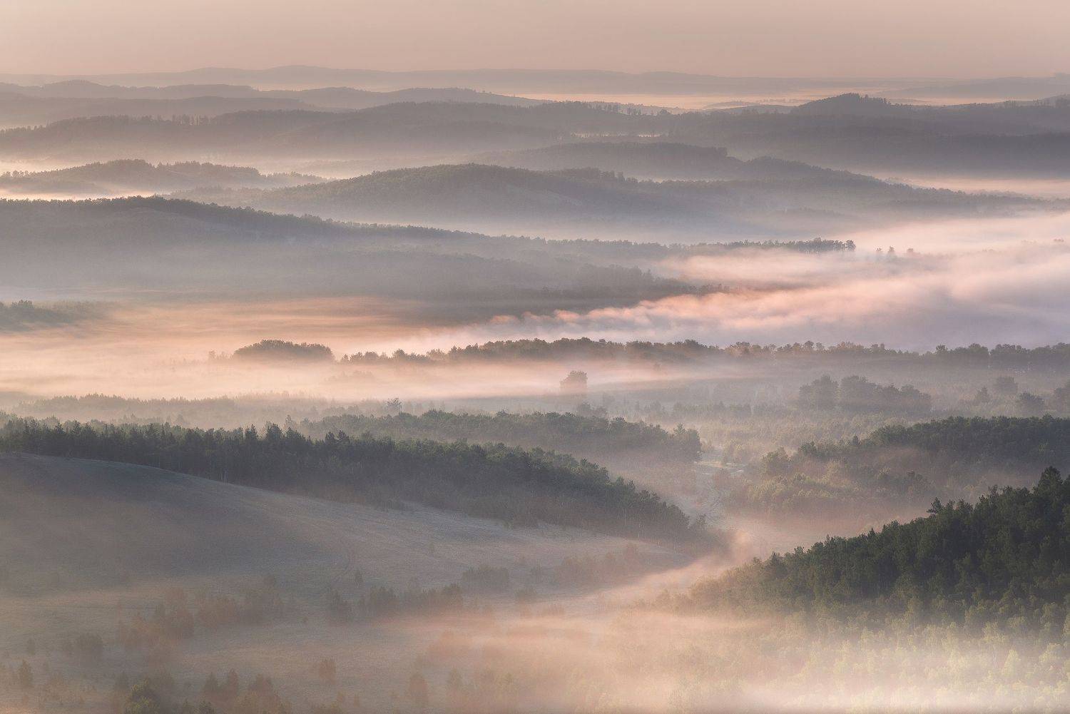 утро рассвет туман пейзаж, Даниил Силантьев