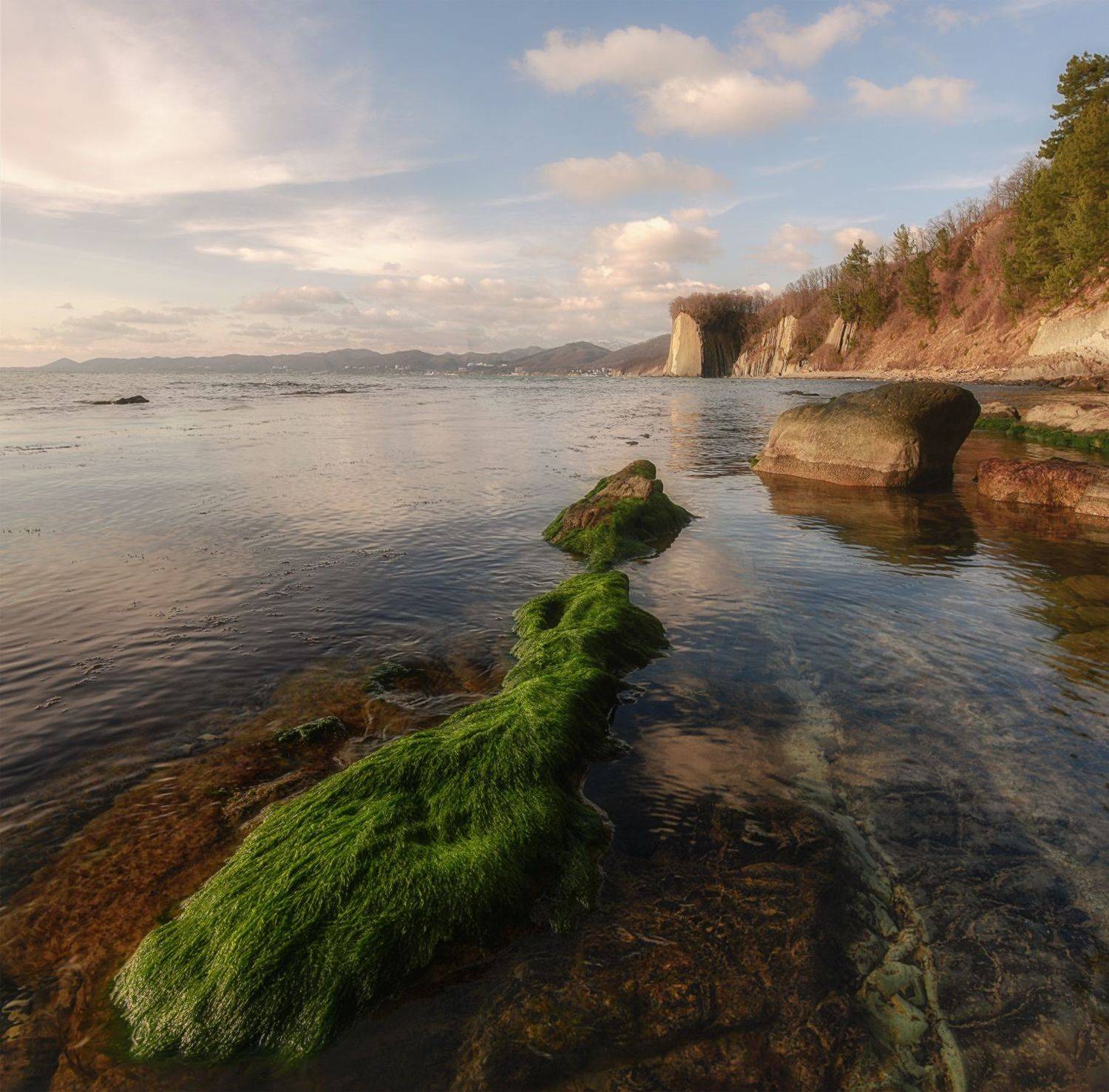 черное море, туапсе, скала киселёва, февраль,  вечер штиль, Мысливцев Николай