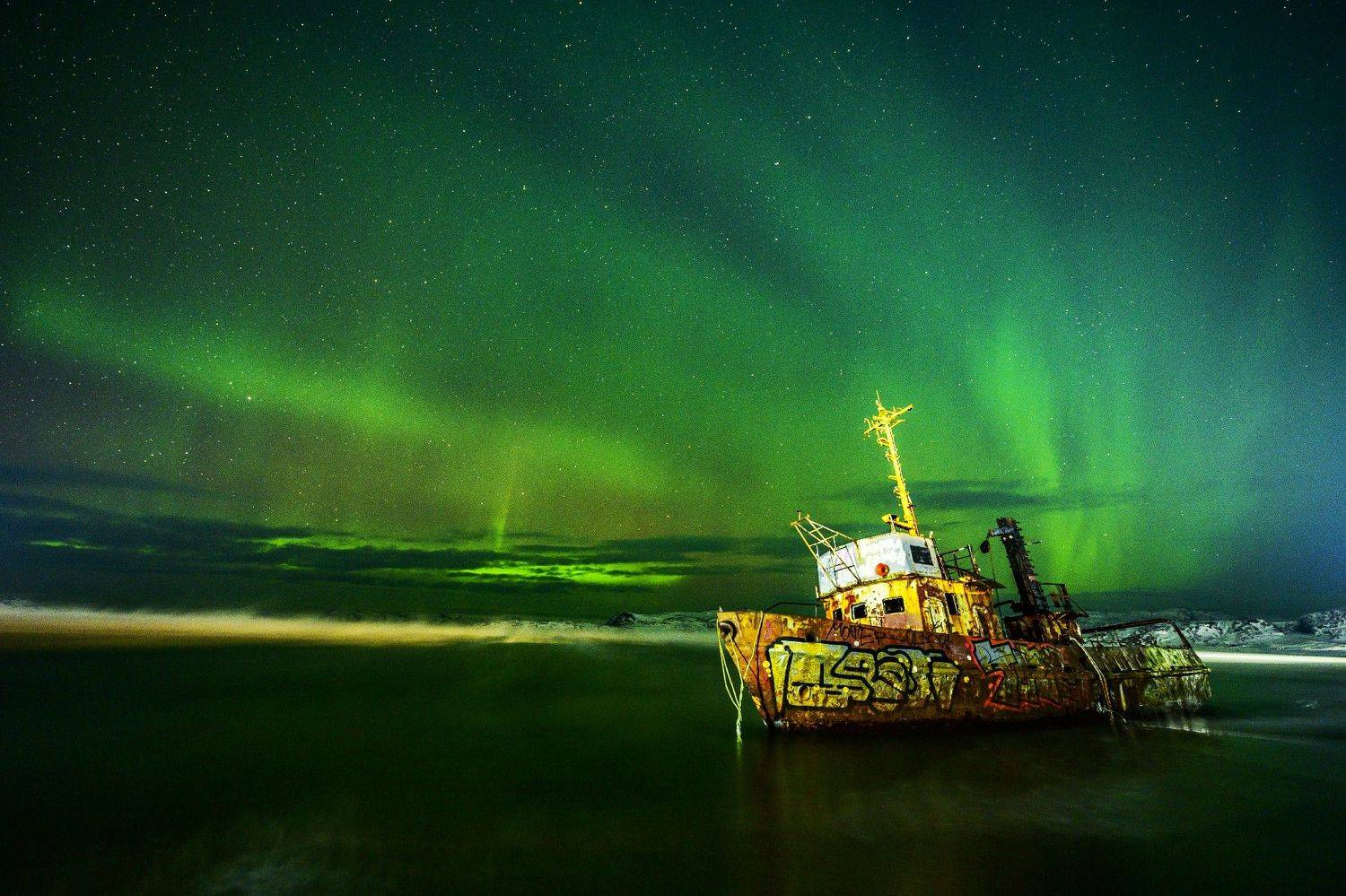 аврора, север, сияние, пейзаж, Karasev Pavel