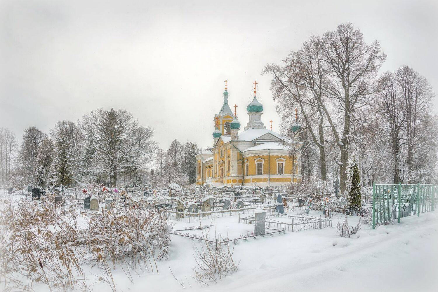 зима, кладбище, церковь, Сергей Аникин