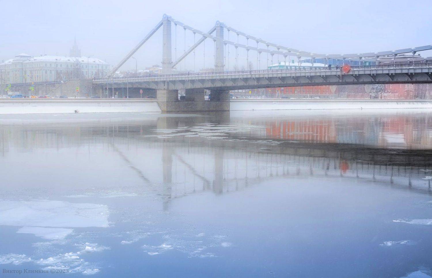 москва, река, мост, крымский, льдины, весна, Виктор Климкин