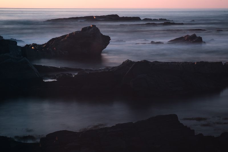 закат, море, баренцево море Закатные камни на Баренцевом море фото превью