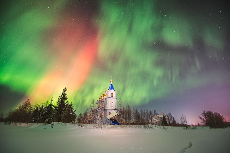 северное сияние, полярное сияние, аврора, сполохи Сполохи в Радово фото превью
