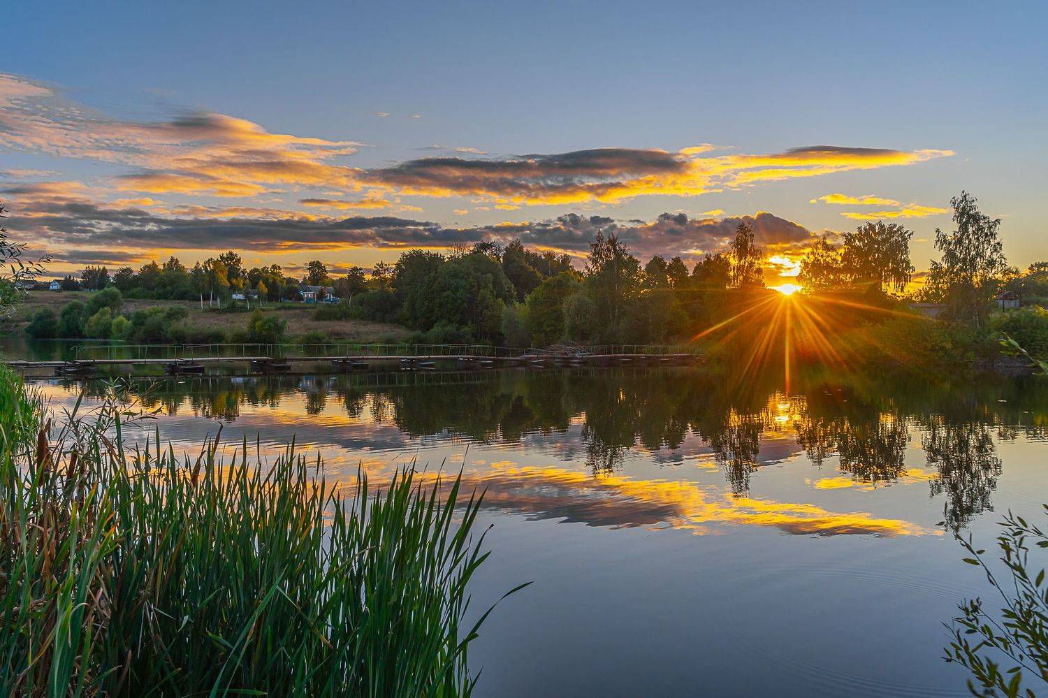 лето, закат солнца, река ливенка,, Николай Бологов