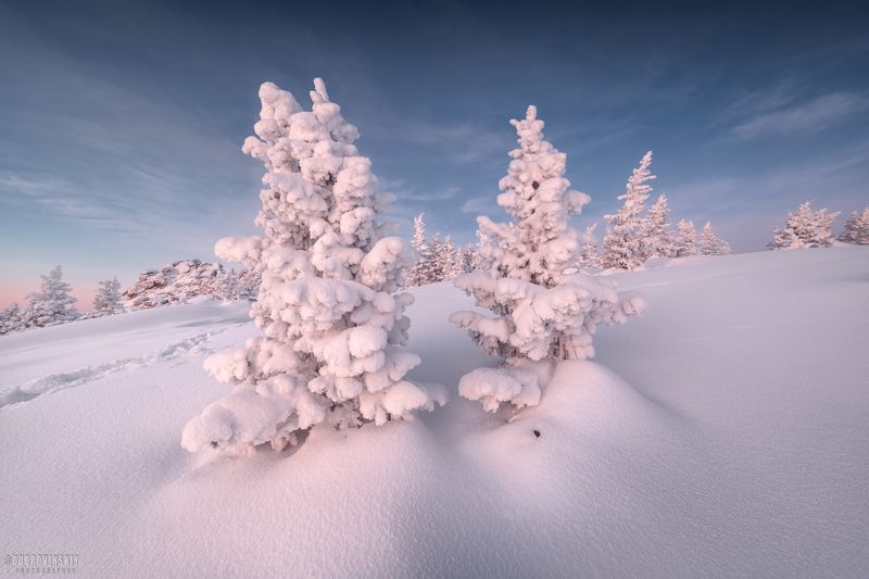 зюраткуль, урал, горы, зима, снег, рассвет, южный урал Зефир фото превью