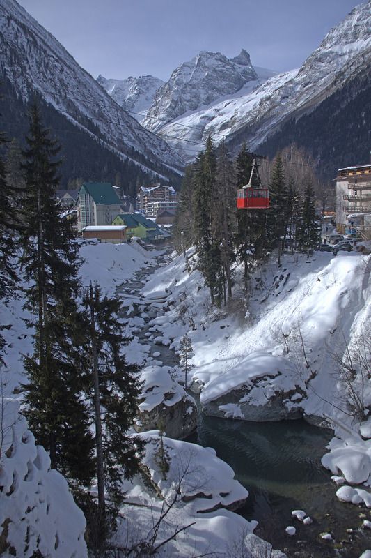 Кавказ, Домбай, Карачаево-Черкессия,  Зимний Домбай фото превью