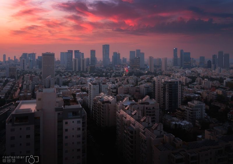 Tel aviv, Israel, city, urban, architecture, cityscape, above, sunset, sunrise, skyscraper, skyline Tel Aviv skyline фото превью