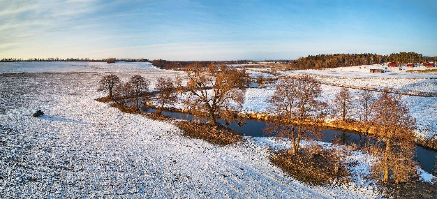 беларусь, вечер, закат, зима, панорама, поля, река, снег, уса, февраль, Вейзе Максим