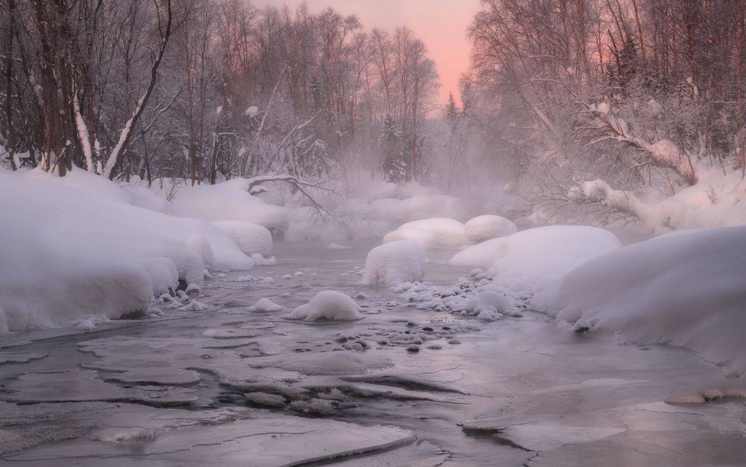 пейзаж,хибины,кольский,север,мурманская область,река,туман,закат,россия,север,кольский, Истомин Виталий