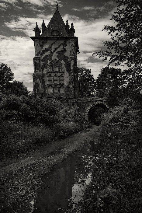 городе, парк, замок, башня, церковь, лес, дорога, вода, лужа, небо, архитектруа, история, dyadyavasya, Дмитрий Шамин