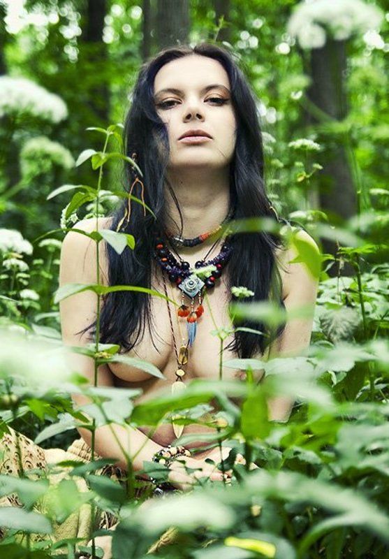 ню, девушки, портрет, цвет, природа, garneta Жрица фото превью