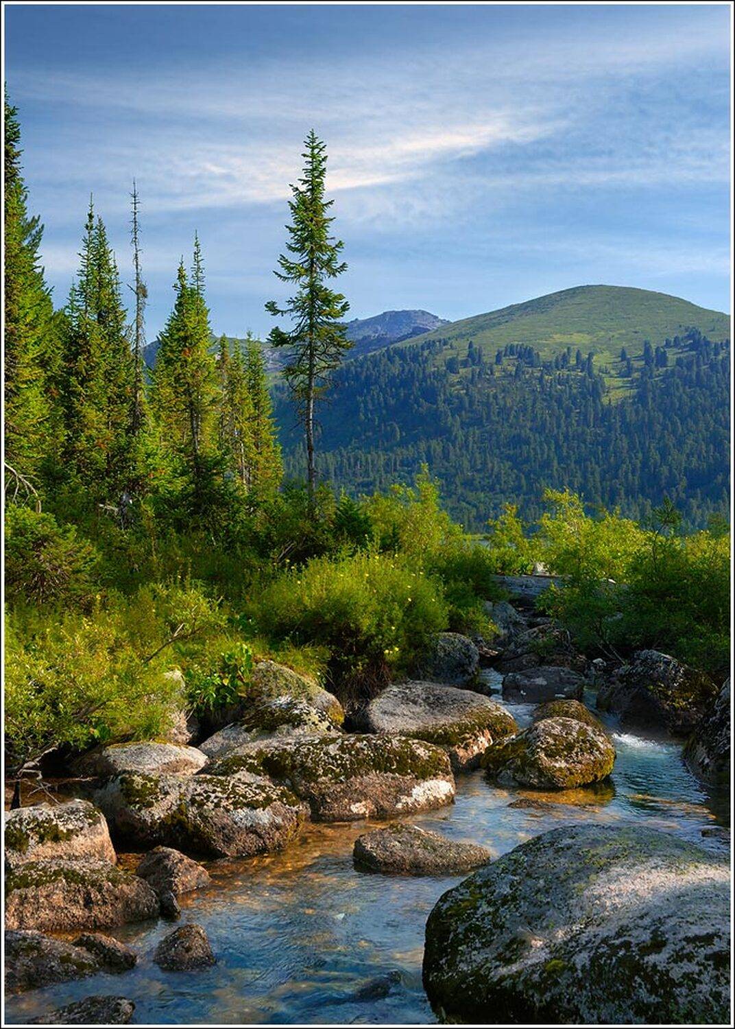 ергаки, хребет, горы, саяны, сибирь, красноярский, край, туризм, путешествия, спорт, природа, ручей, речка, камни, тайга, сибирь, пейзаж, лето, Дмитрий Антипов