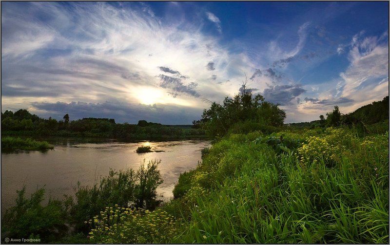 нсо, иня, река, закат, небо, аня графова Вечерняя фото превью