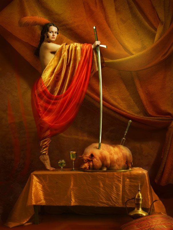 поросенок, ужин, меч, федотко, камчатная ужин фото превью