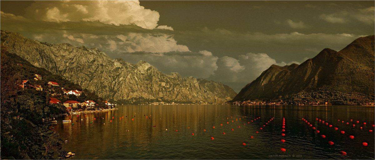 бока-которская, бухта, облака, горы, Виктор Перякин