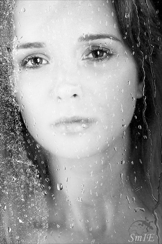 девушка, портрет, капли, стекло, лед растопить лед... фото превью