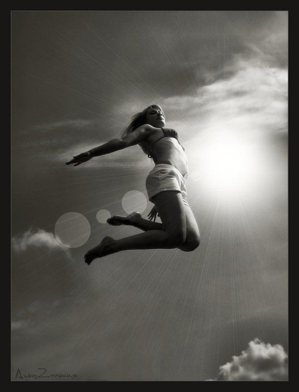 портрет, девушка, полет, прыжок, небо, солнце Я могу! фото превью
