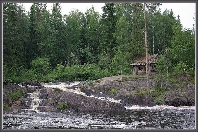 река, пороги, лес, дом Рускеала фото превью
