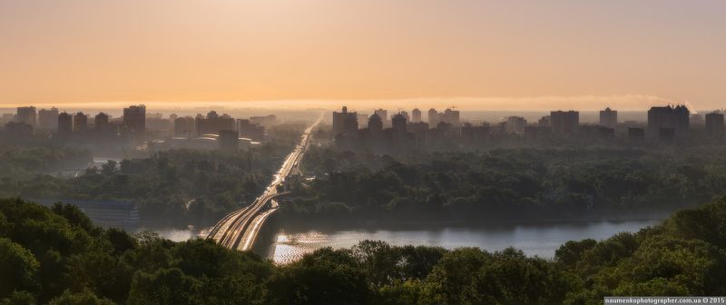 Киев. Утренняя панорама Левый берег. фото превью