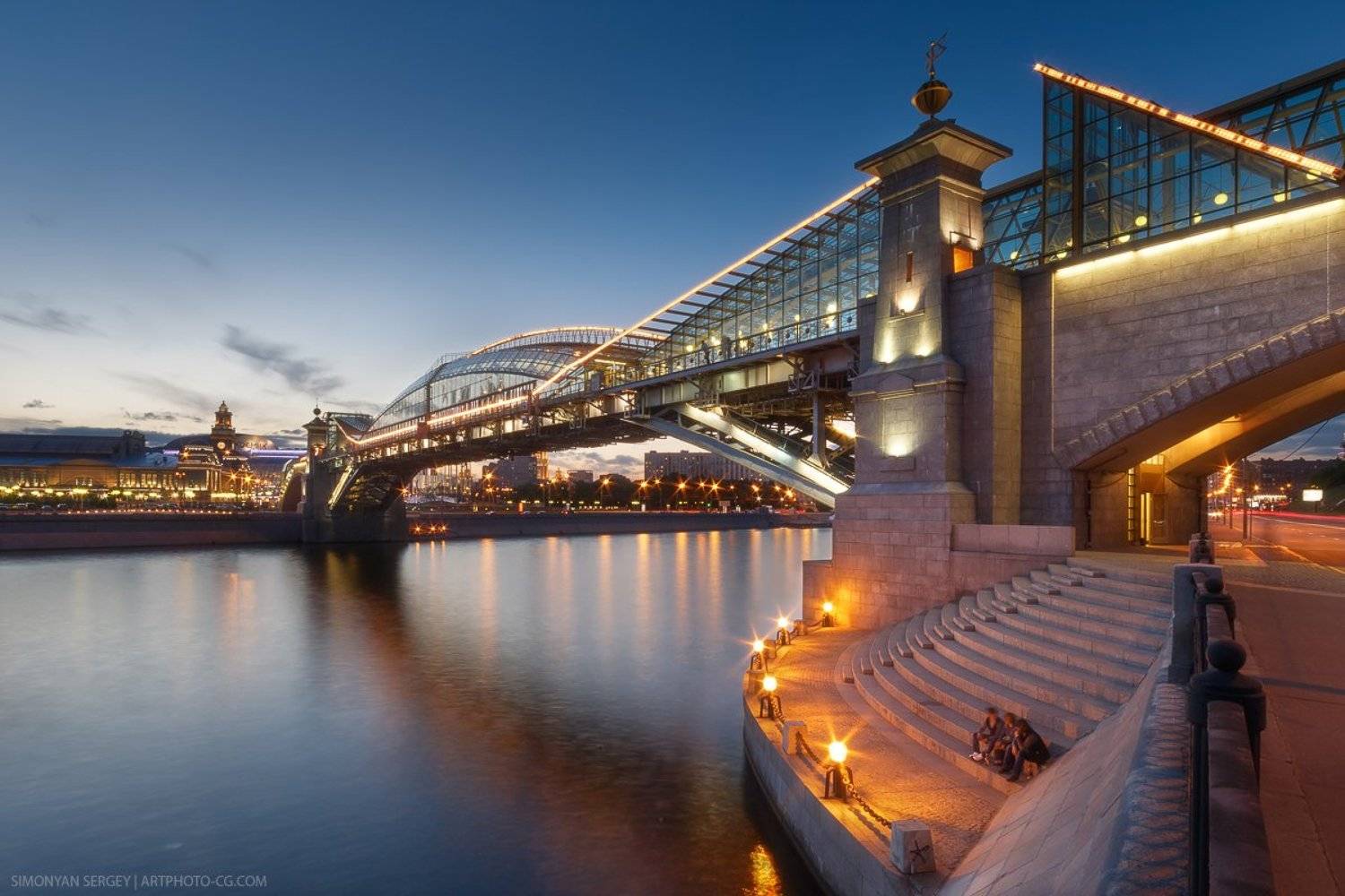 богдана, вечер, город, москва, мост, подсветка, хмельницкого, Симонян Сергей