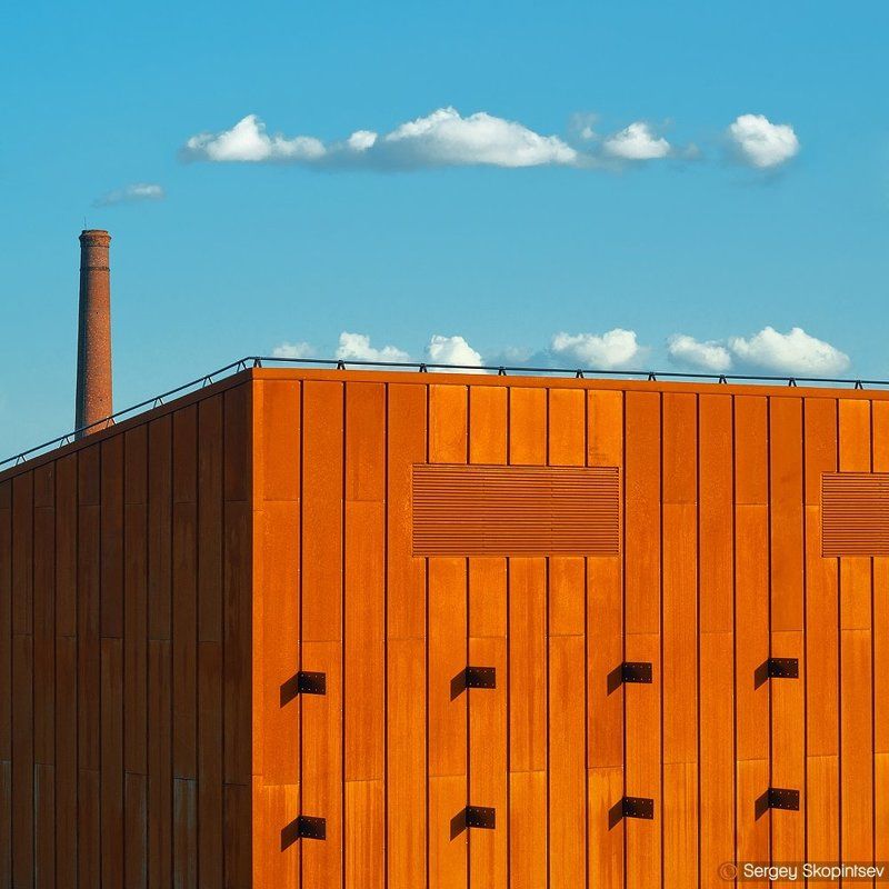 city, sky, clouds, orange, blue Made clouds фото превью