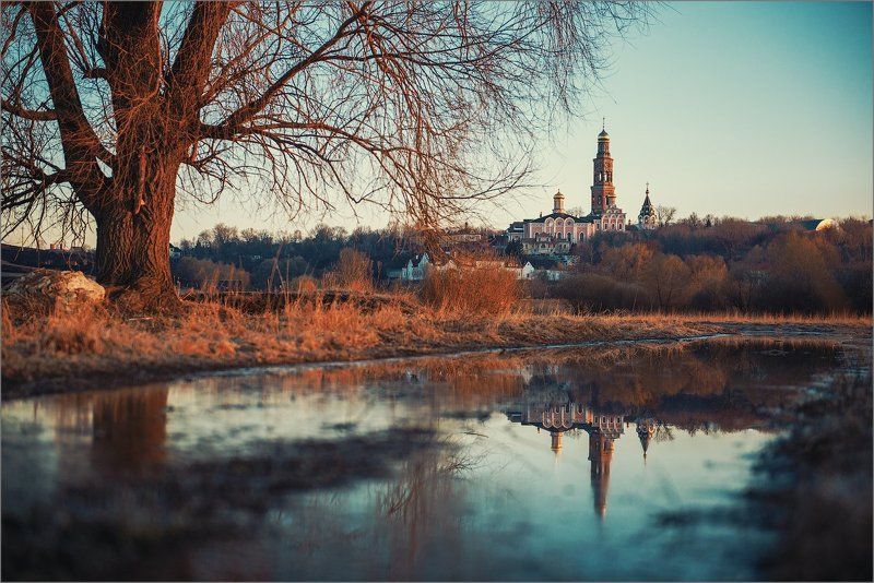 россия, рязанская область, пощупово, весна, пейзаж, монастырь, архитектура  фото превью