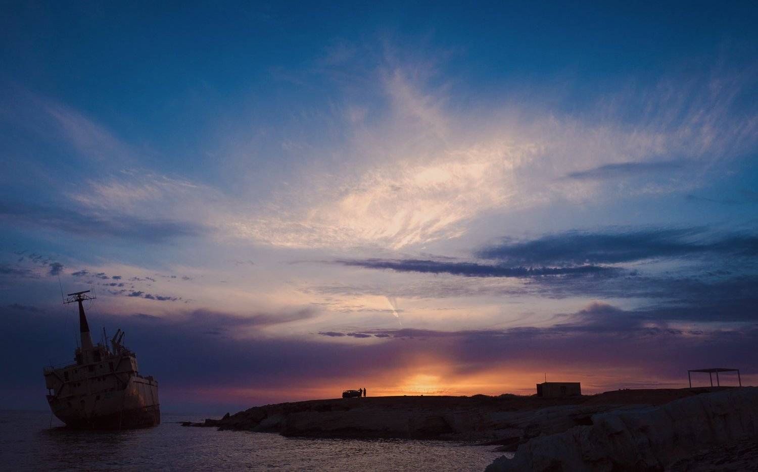 ship, закат, кипр, море, sea, sunset, denn68