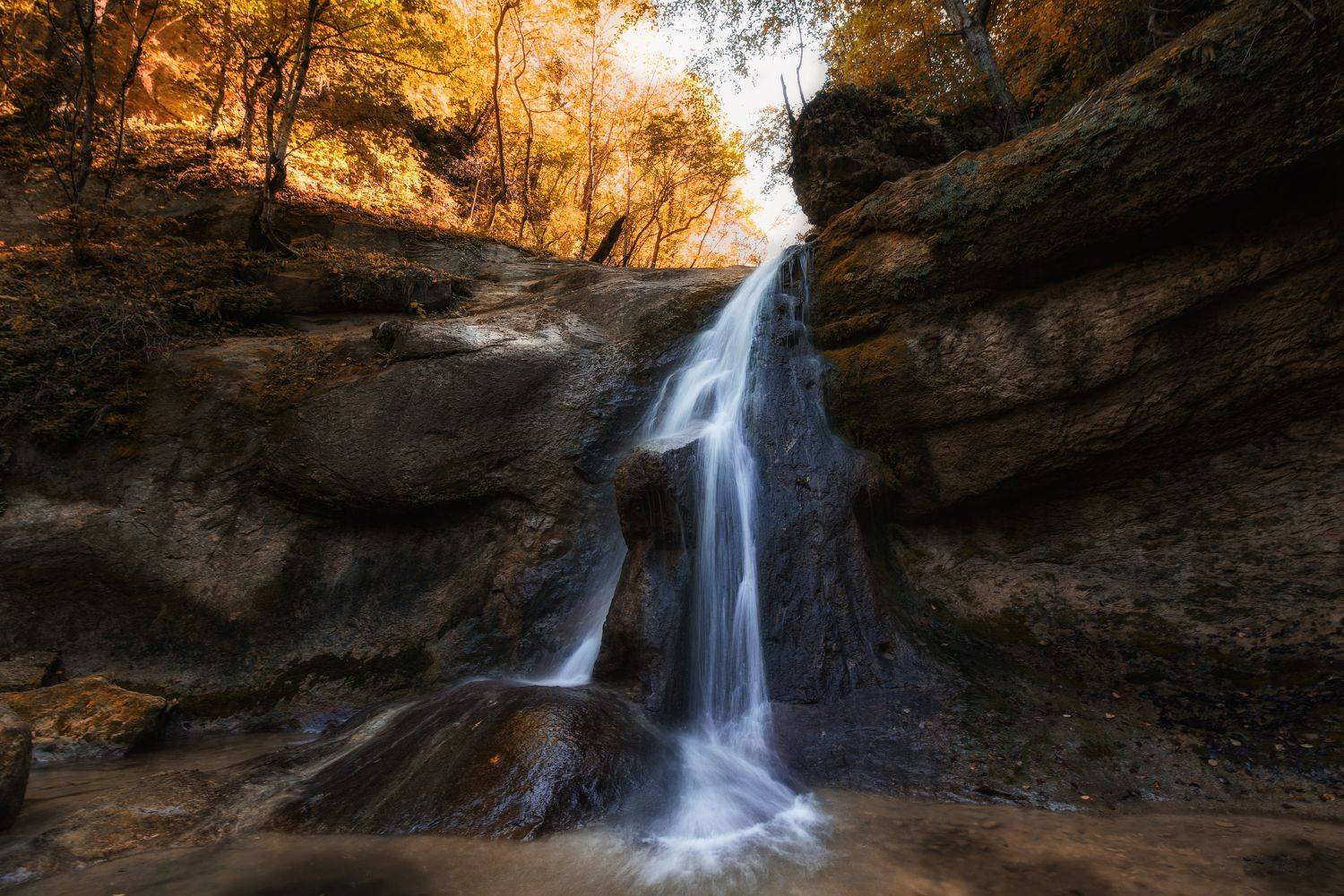 водопад, вода, осень, камни, ущелье, река, адыгея, Дмитрий Величко