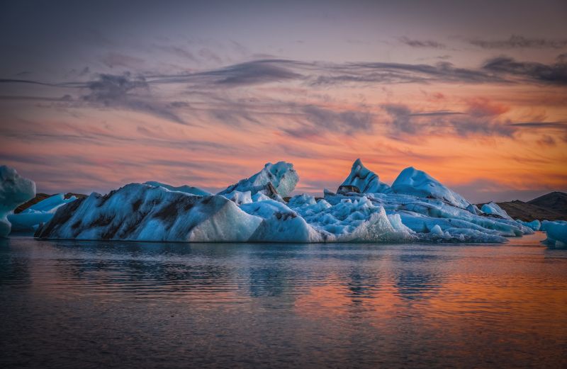 iceland, sunset, lagoon, ice, water, autumn, lake, iceberg, jokulsarlon, glacier Jokulsarlon Glacier Lagoon фото превью