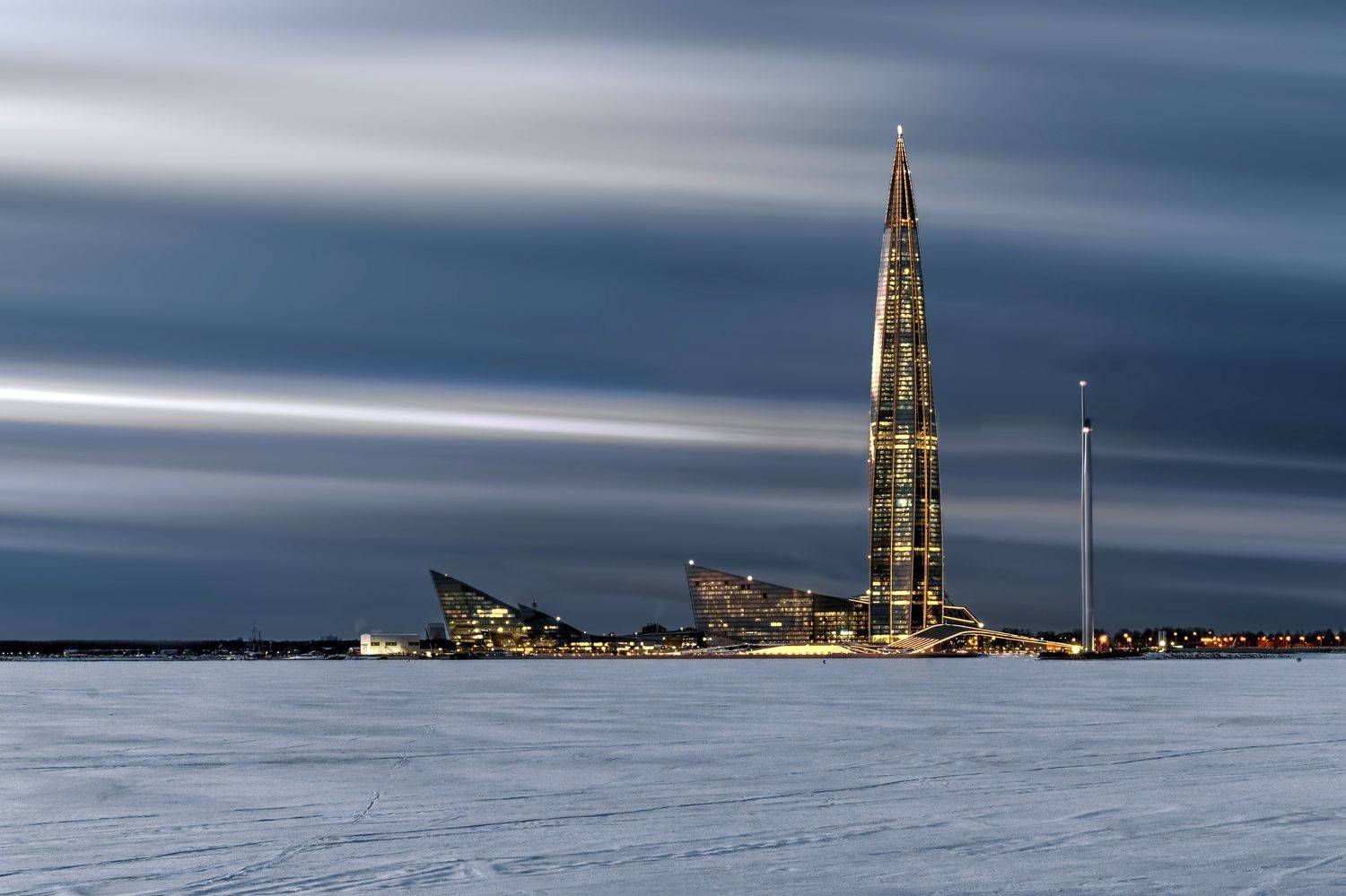 город архитектура вечер зима залив башня, Тамара