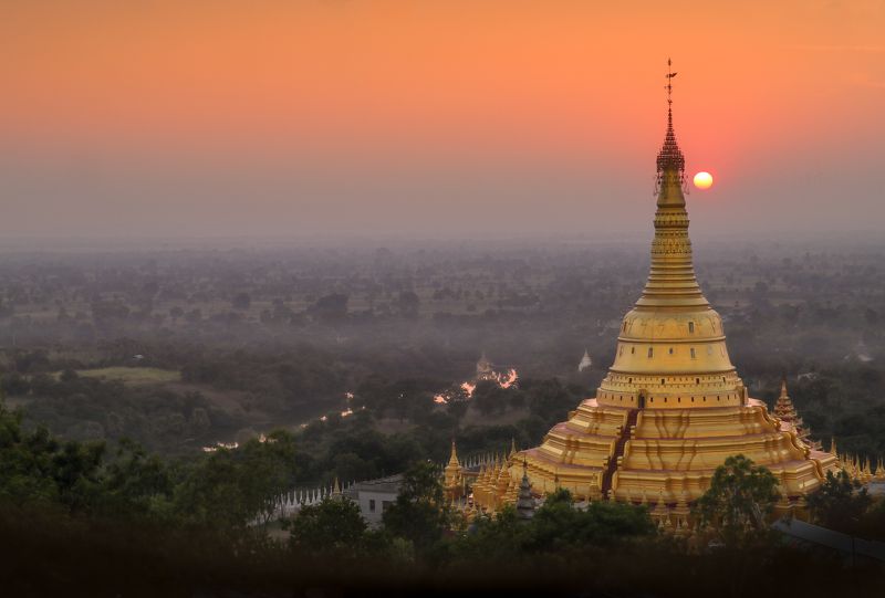 монива, мьянма, бирма, храм, танбоддхай, покхаун, moniwa, myanmar, burma, temple, thanboddhay, pokhaun, нд, индокитай, азия, индокитай нд, туман, туманы, туманы нд Вечер в Мониве фото превью