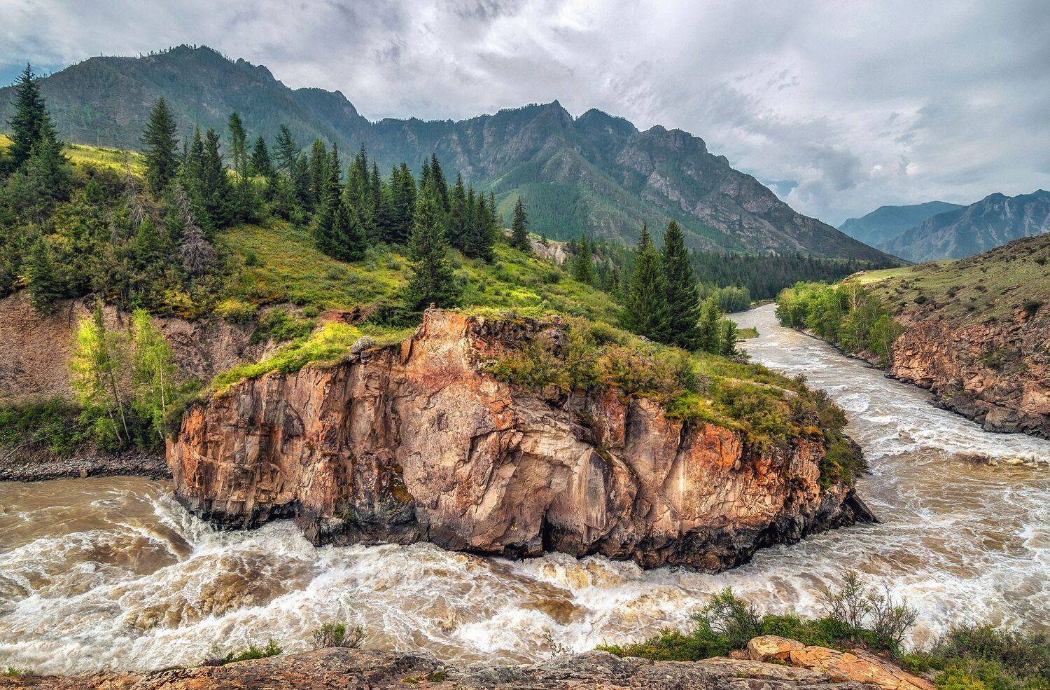 горный алтай,середина лета,река чуя,порог горизонт, Лора Павлова