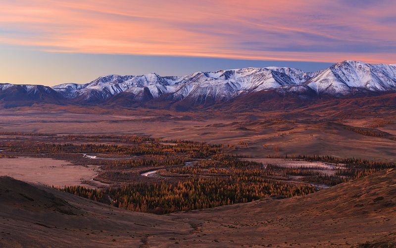 пейзаж, природа, горы, алтай, чуя, рассвет, утро, облака, небо Пробуждение фото превью