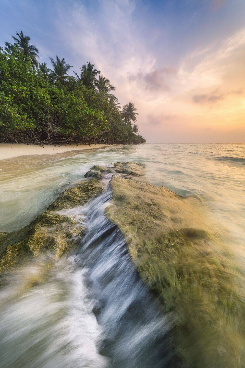 мальдивы, атолл, тропики, пейзаж, вода, природа, maldives, atoll, tropics, landscape, water, nature, волны, рассвет, sunrise, Чаланов Иван
