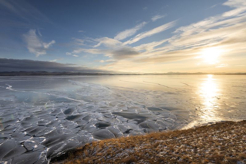 Байкал, лед, закат, зима Искусный Байкал фото превью