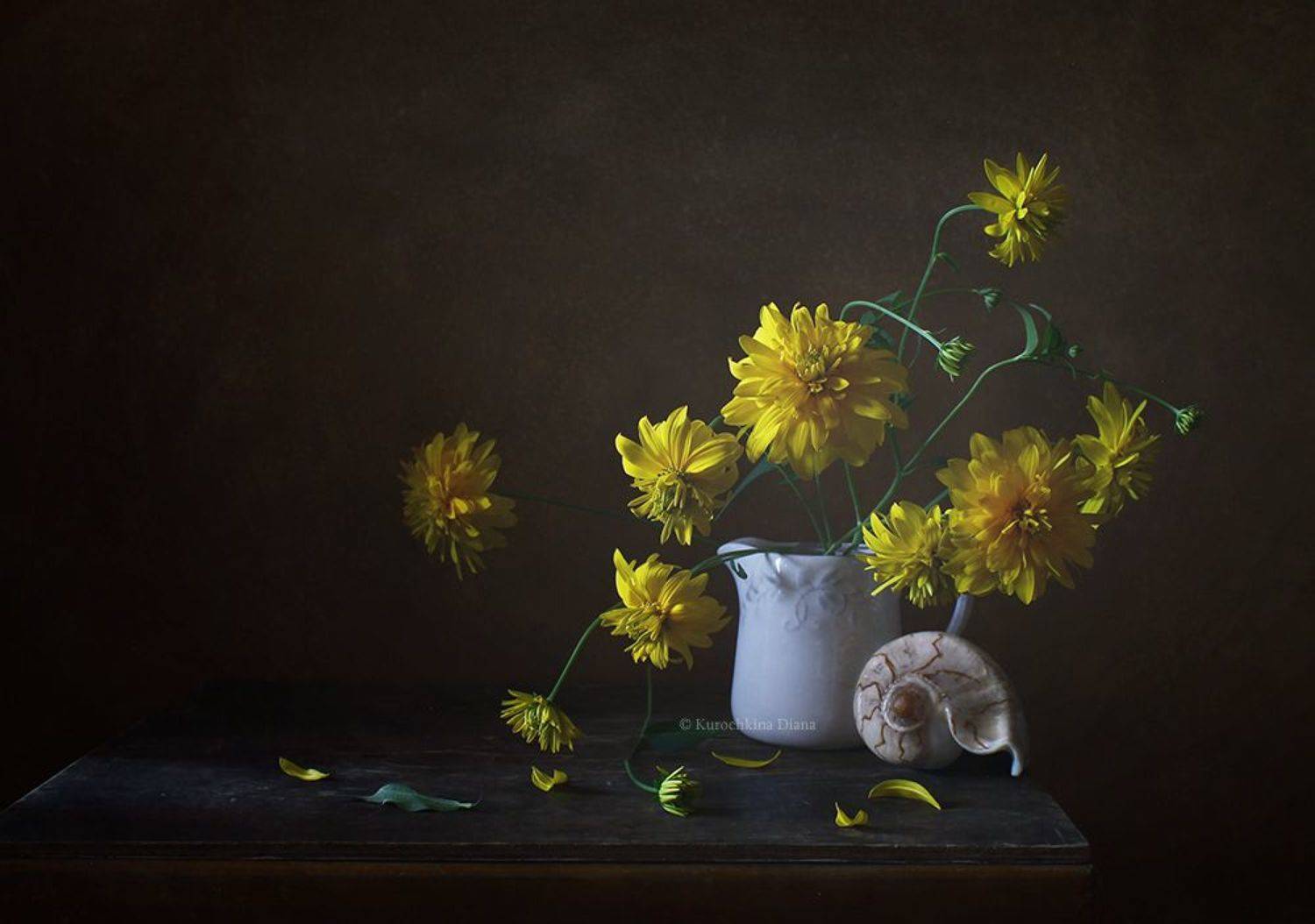 натюрморт, цветы, букет, золотые шары, Курочкина Диана