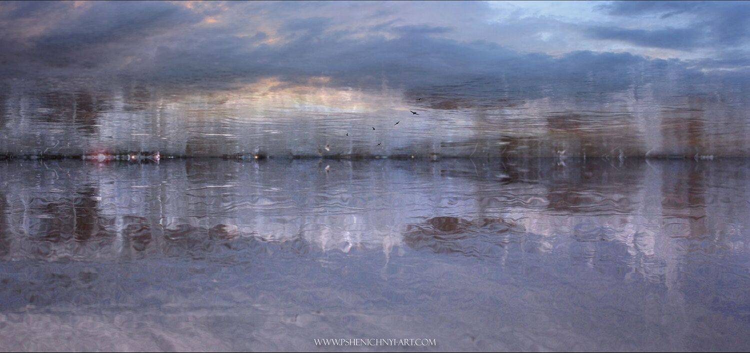 вода, весна, оттепель, абстракция, пейзаж, небо, Пшеничный Андрей