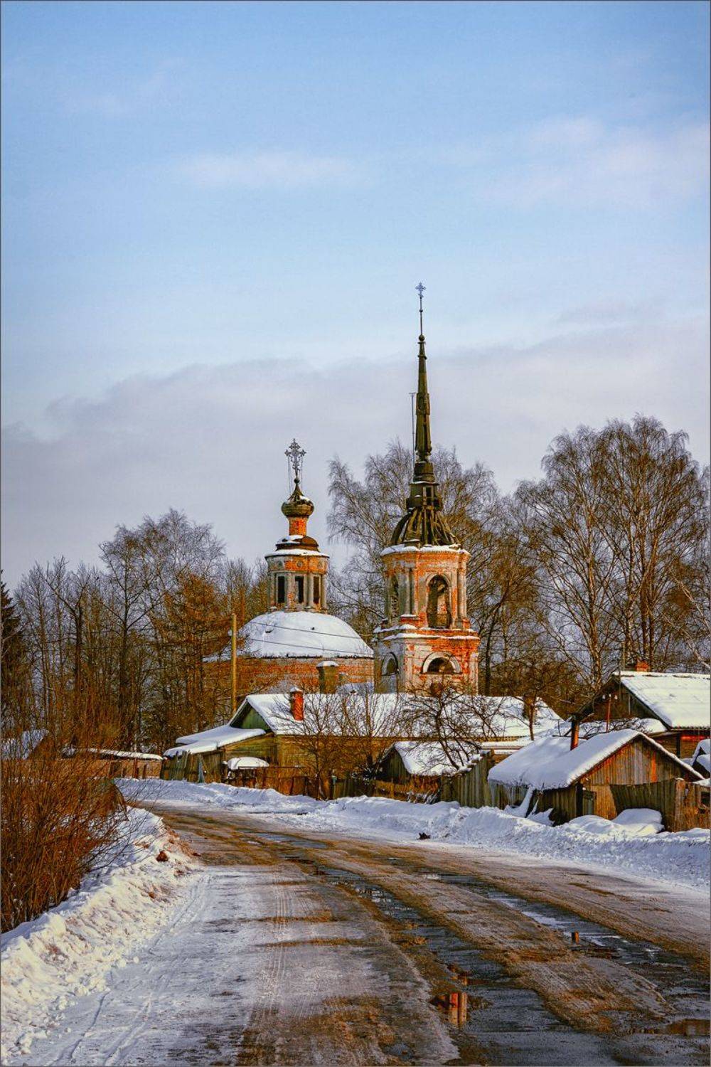 пейзаж, весна, вечер, деревня, свет, цвет, александр никитинский, Никитинский Александр