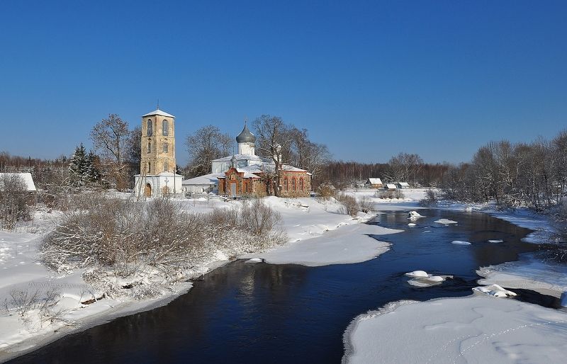 зима.день.россия.виделебье.река.церковь.собор. Зимним днём. фото превью