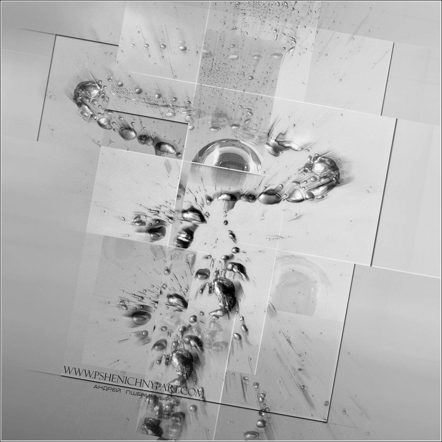 левитация, невесомость, вода, серебро, хром, структура, минимализм, абстракция, монохром, Пшеничный Андрей