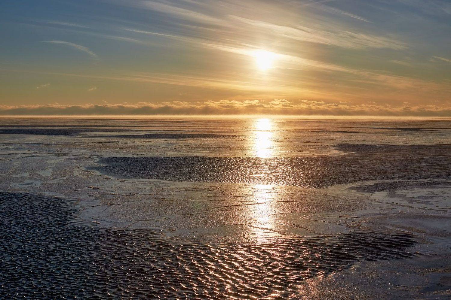зима, зимний лед, охотское море, рассвет, утро, Евгений Паршуков