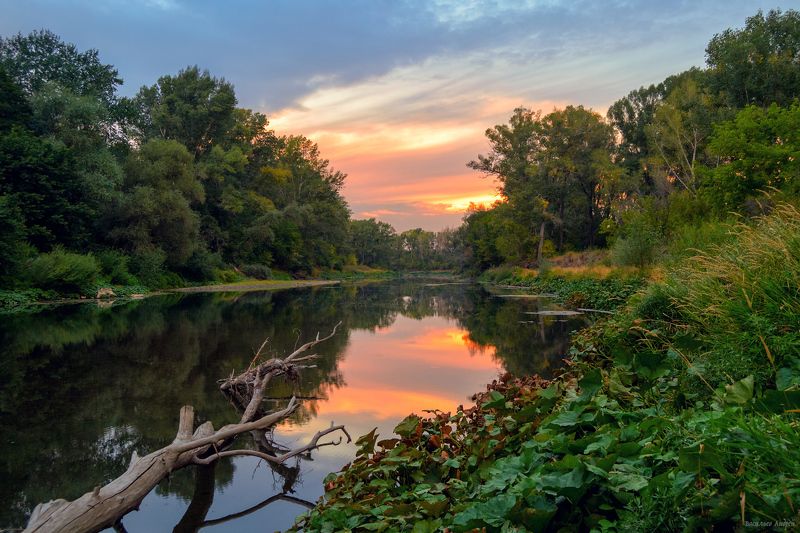 вечер, закат, оренбургская область, река сакмара Вечер на Сакмаре фото превью