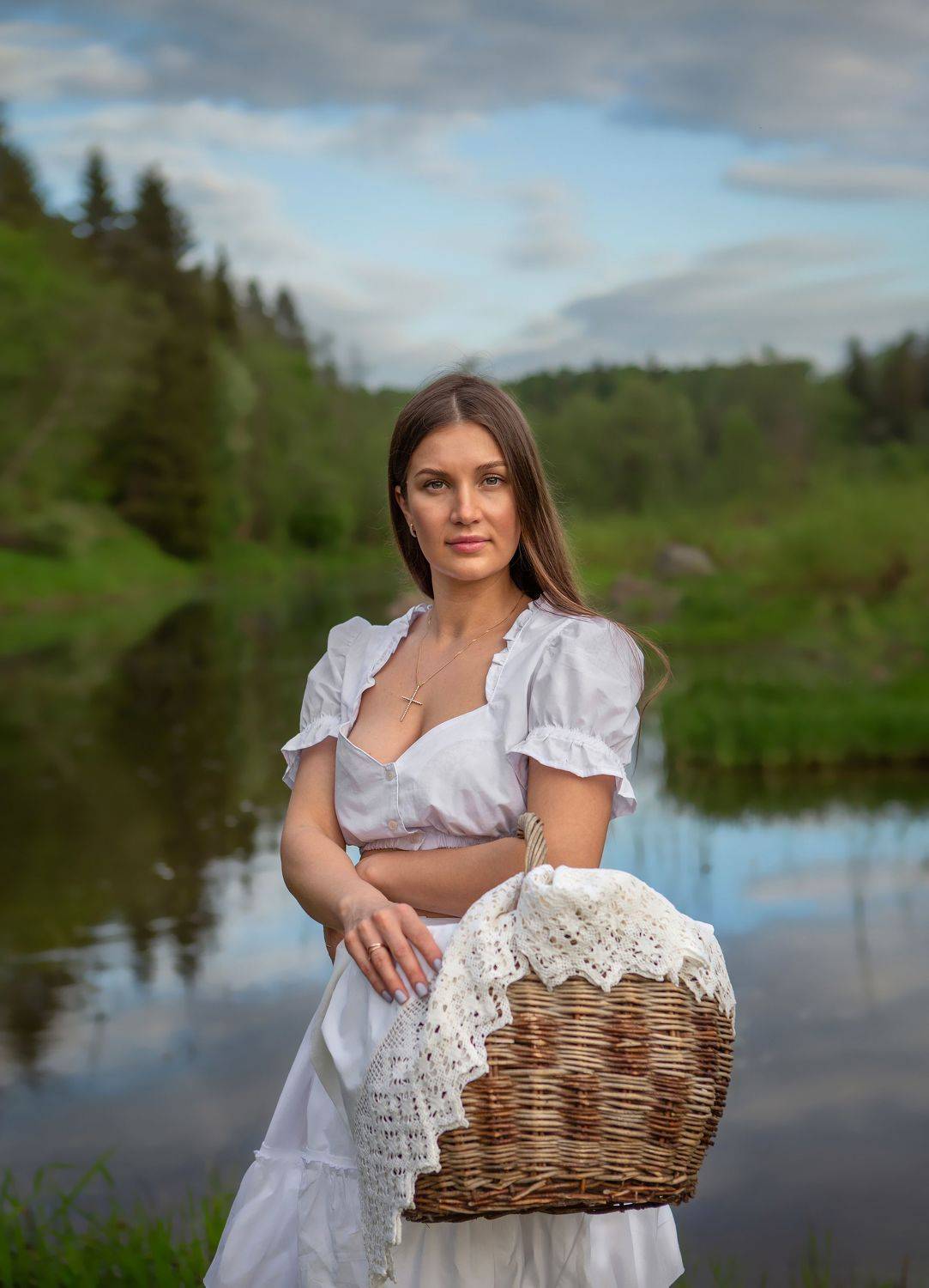 река девушка красота любовь природа искусство фотография покой радость лодка облака вода небо, Татьяна Шепелева