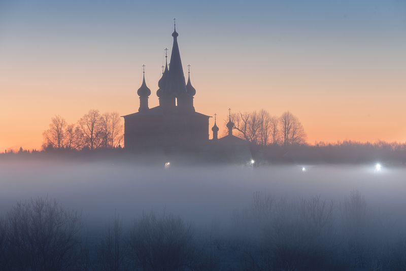 дунилово, рассвет, туман, утро, мороз Открытки из Дунилово фото превью