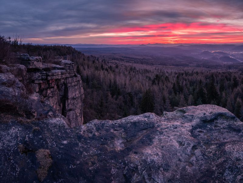 decinsky sneznik,sunrise,sun,clouds,red clouds,landscape,czech,czechia Sunrise from Děčínsky Sněžník фото превью