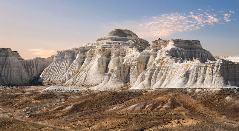 казахстан, мангистау, актолагай, останцы, меловые отложения, рассвет  фото превью