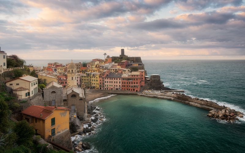 италия, вернацца, вернаца,  рассвет, закат, море, город, italy, italia, vernazza, dawn, sunrise, sunset, cinque terre, cinqueterre Вернаца / Vernazza фото превью
