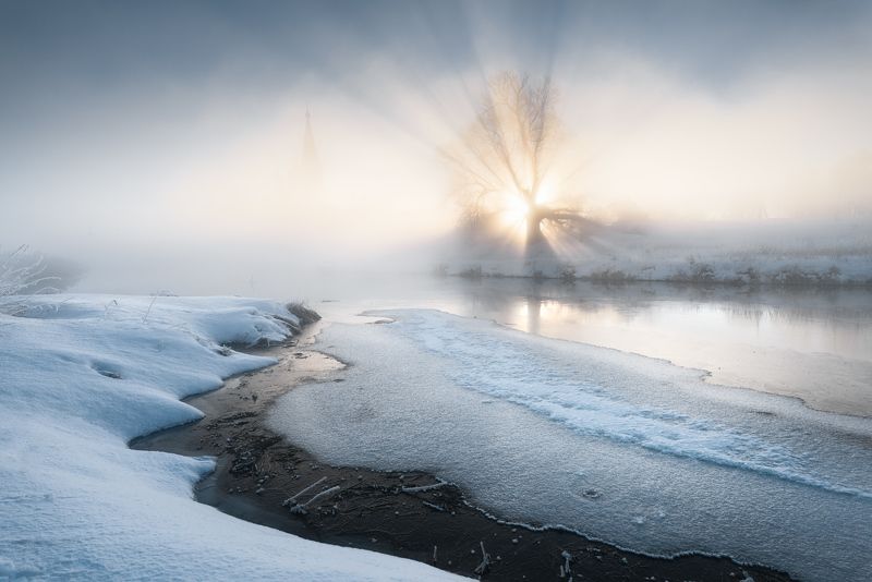 дунилово, рассвет, туман Туман над Тезой фото превью